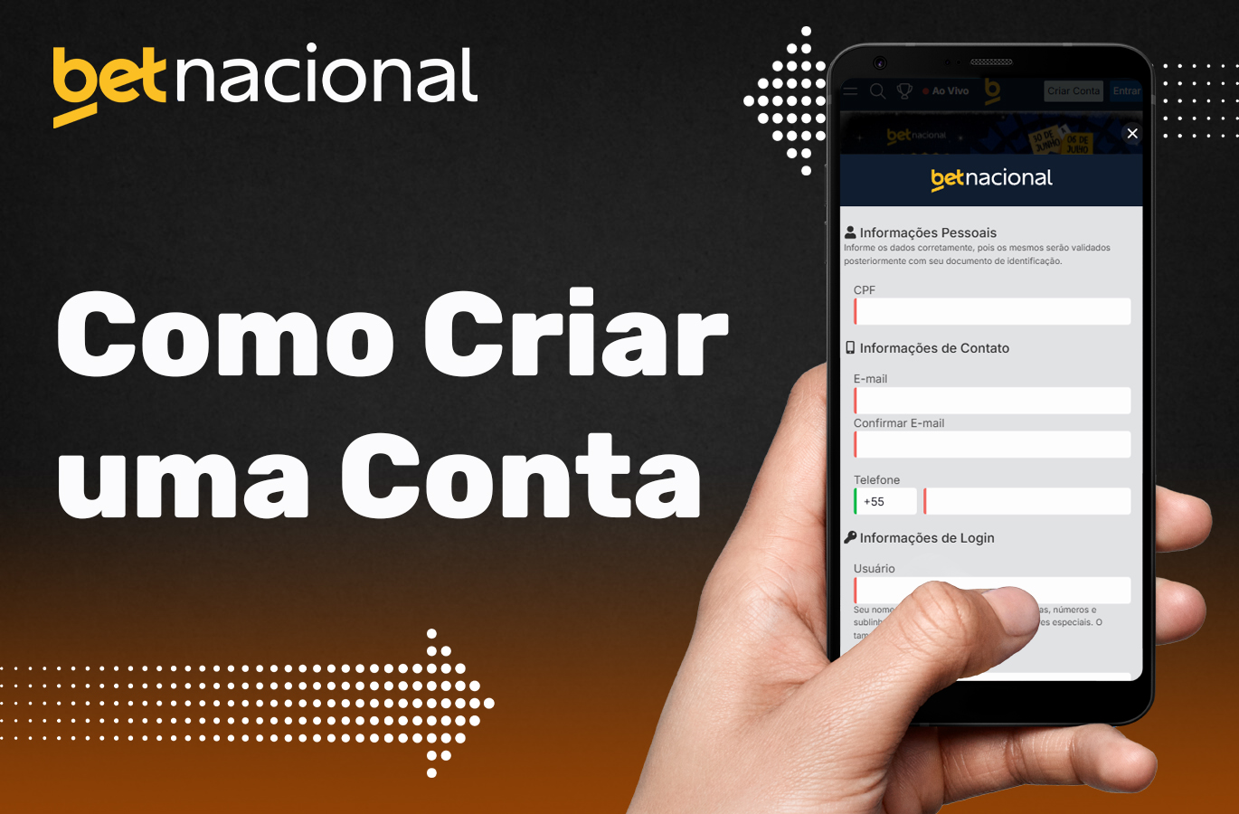 Criar uma nova conta em Betnacional brazillas